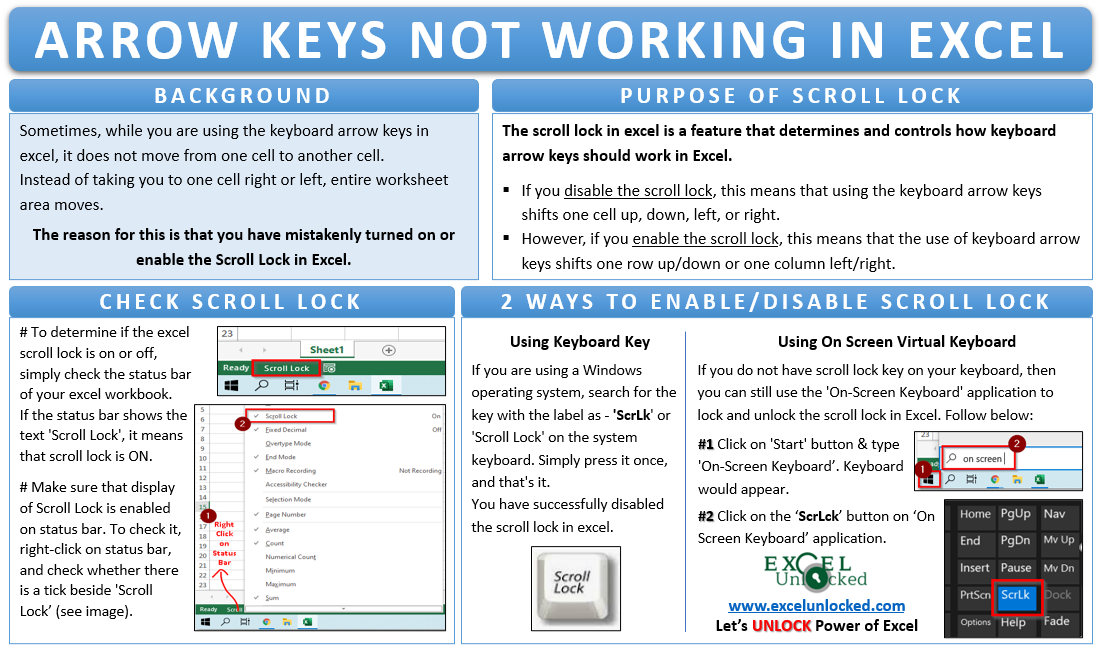 Arrow Keys Not Working in Excel - Solved