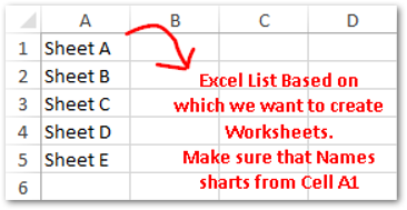 Create Sheets from Excel list Sample