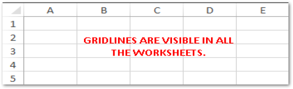 Gridlines visible in all worksheets in excel