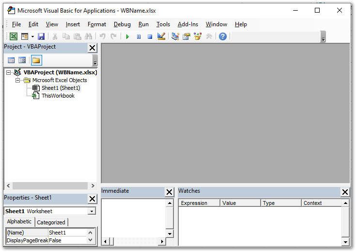 VBA Editor Window in Excel