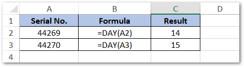 Excel DAY Function - Example 2