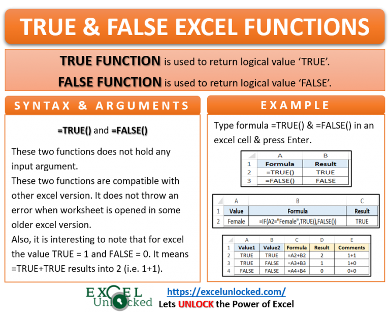 True And False Function In Excel Excel Unlocked 6123