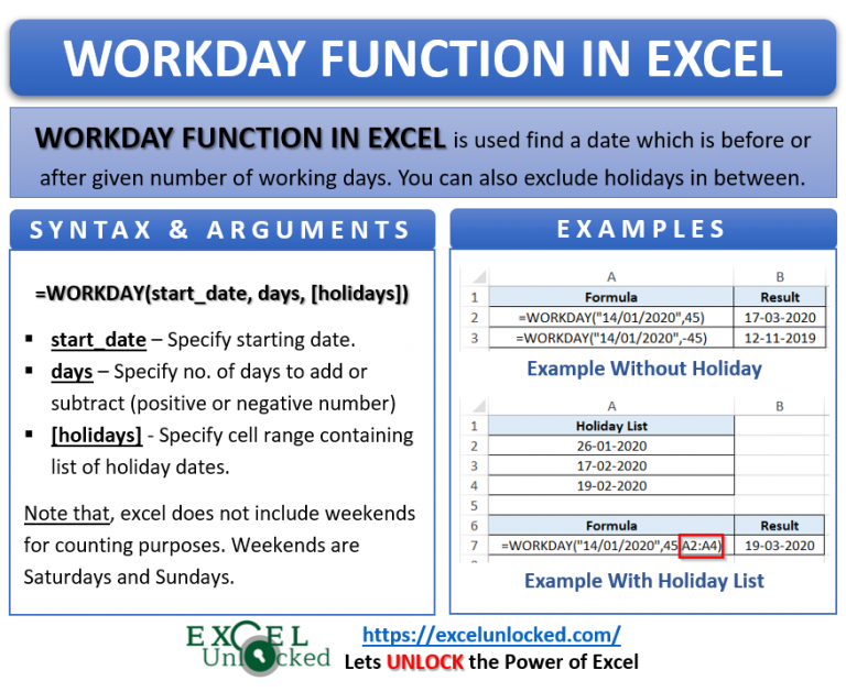 Workday function in excel find date after date excel unlocked