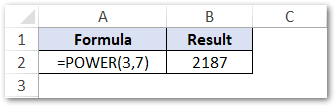 Example of POWER Function in Excel