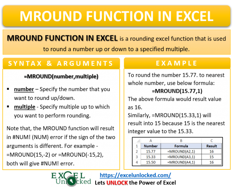 Mround Function In Excel Rounding In Excel Excel Unlocked 3463