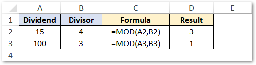MOD Function Using Cell Reference