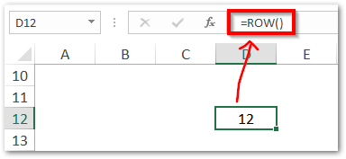 ROW Function Example Without Input Argument