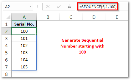 Generate Sequential Number Starting with n