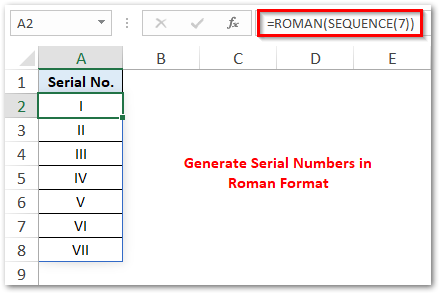 Generate Serial Numbers in ROMAN Format