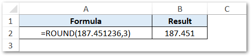 ROUND Excel Function - Upto Three Decimal Places