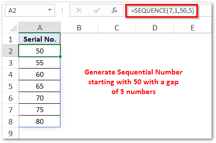 Using Interval in SEQUENCE Excel Formula