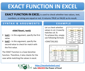 EXACT Function in Excel - Match Two Values - Excel Unlocked