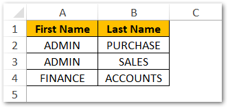 First Name and Last Names in excel