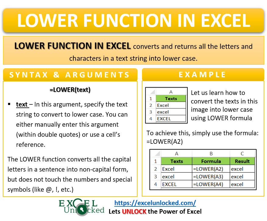 Excel LOWER Function - Convert Letters In Lower Case - Excel Unlocked