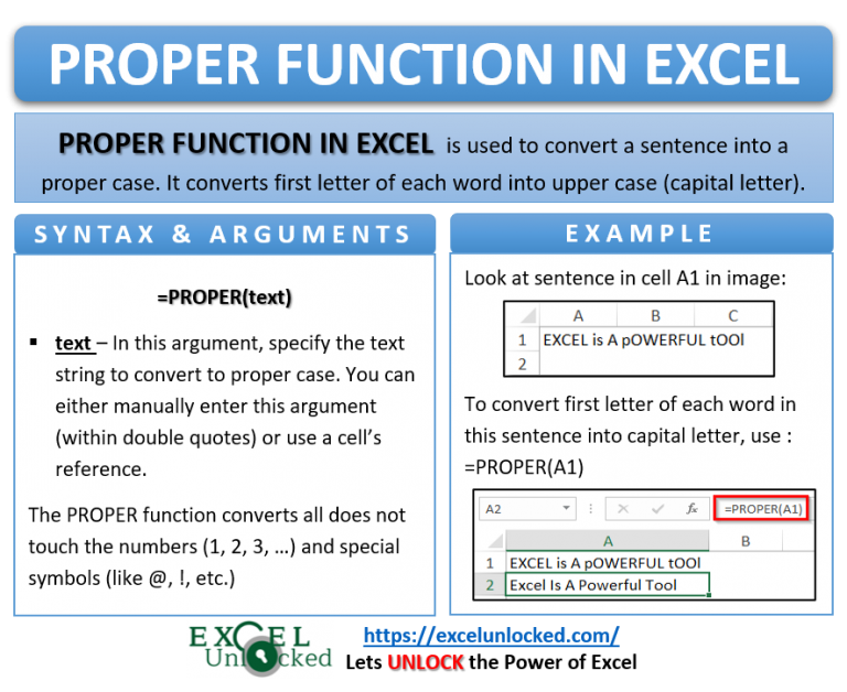 Excel PROPER Function Convert Into Sentence Case Excel Unlocked