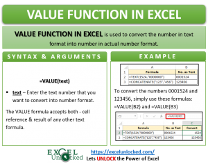 Infographic - VALUE Formula Function in Excel