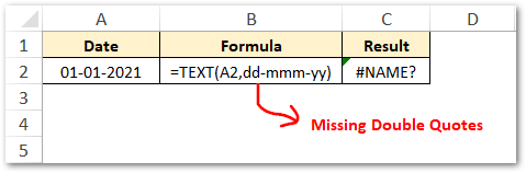 #NAME? Error Code TEXT Function