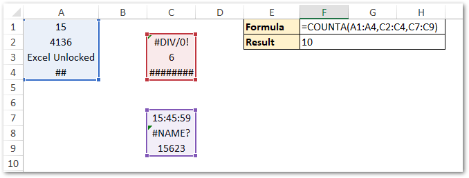 Using Optional Arguments of COUNTA Function Excel