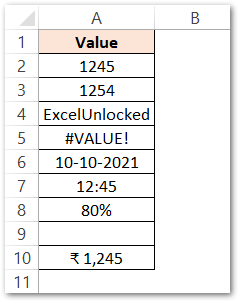 ISNUMBER Function of Excel Simplest Example Raw Data
