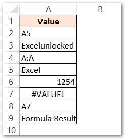 ISREF Function of Excel Simplest Example raw data