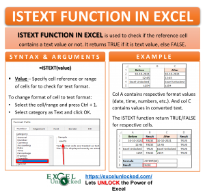 Infographic - ISTEXT Formula Function in Excel