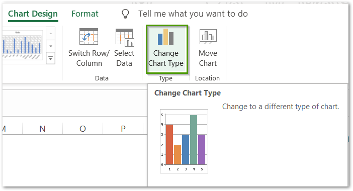 Changing the chart type in excel