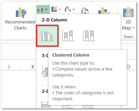 Inserting a chart in excel steps