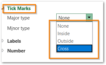 adding tick marks on chart axis in excel