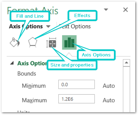 axis options in format axis pane