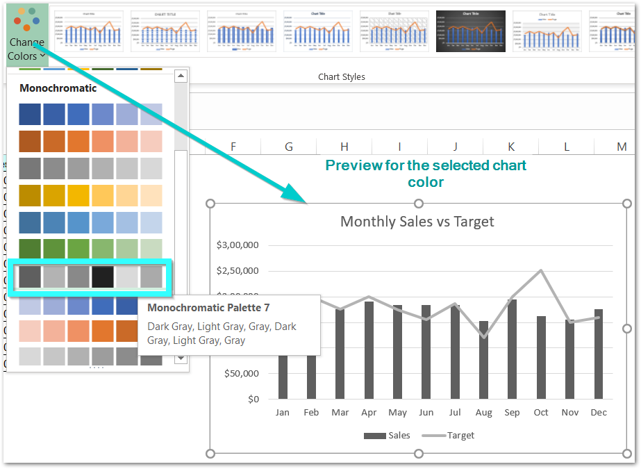 formatting the combo chart in excel