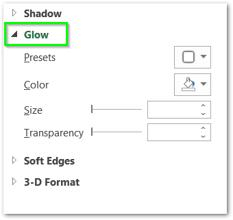 glow the axis values in the chart