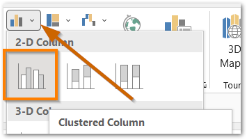 inserting a column chart in excel step 1