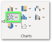 inserting a stacked line chart in excel step 1