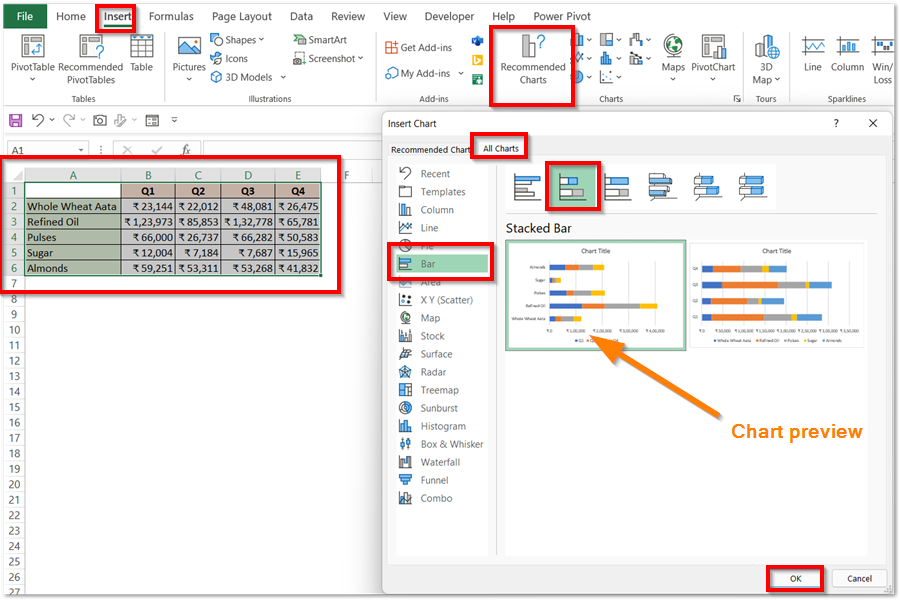 Stacked Bar Chart in Excel - Usage, Insert, Format - Excel Unlocked