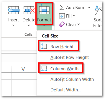 changing the cell size in excel