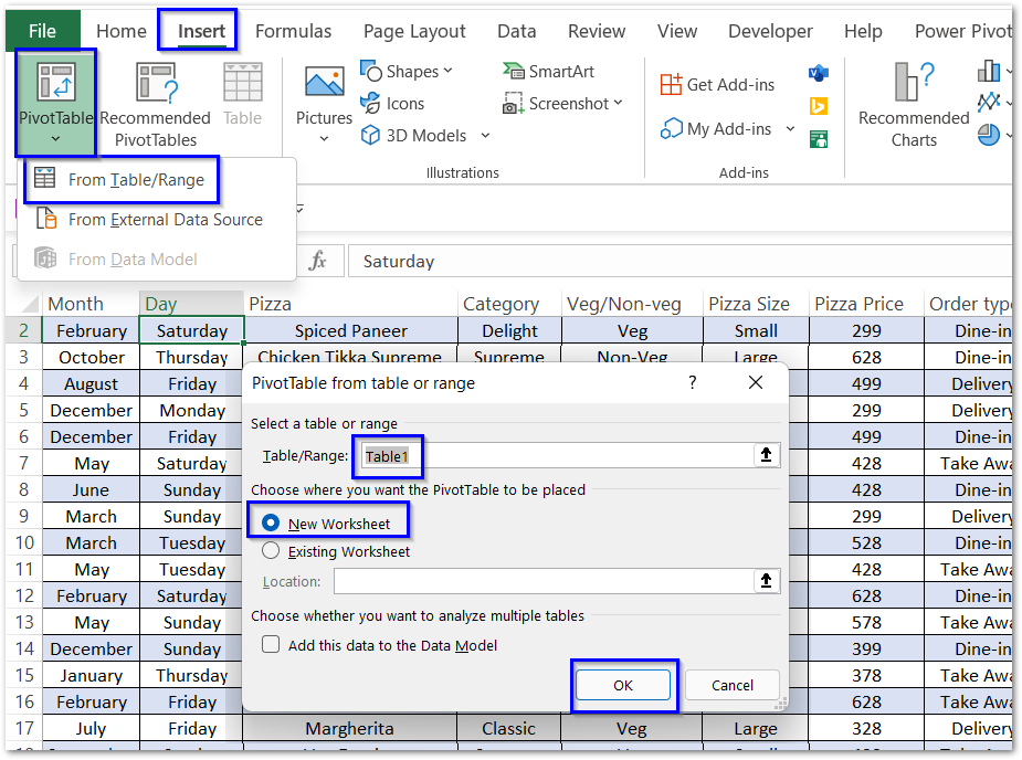 inserting a pivot table in excel part 2