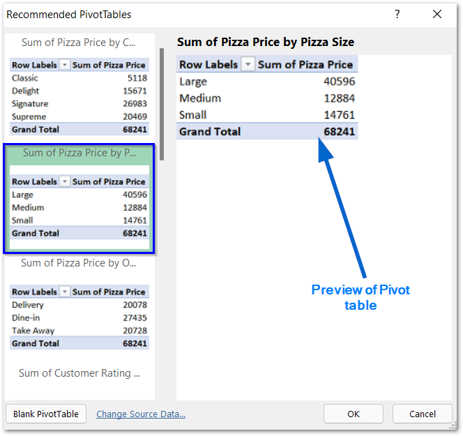 inserting a pivot table in excel step 3