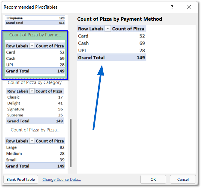 inserting a pivot table in excel step 5