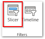 inserting a slicer in excel step 1