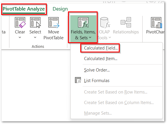 making a calculated field in pivot table in excel step 2