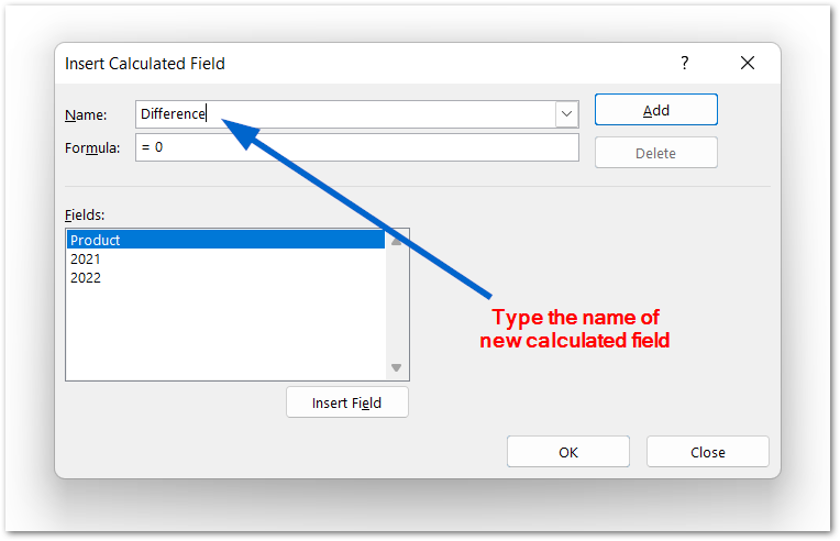 making a calculated field in pivot table in excel step 3