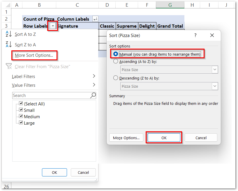 How To Manually Sort Field In Pivot Table