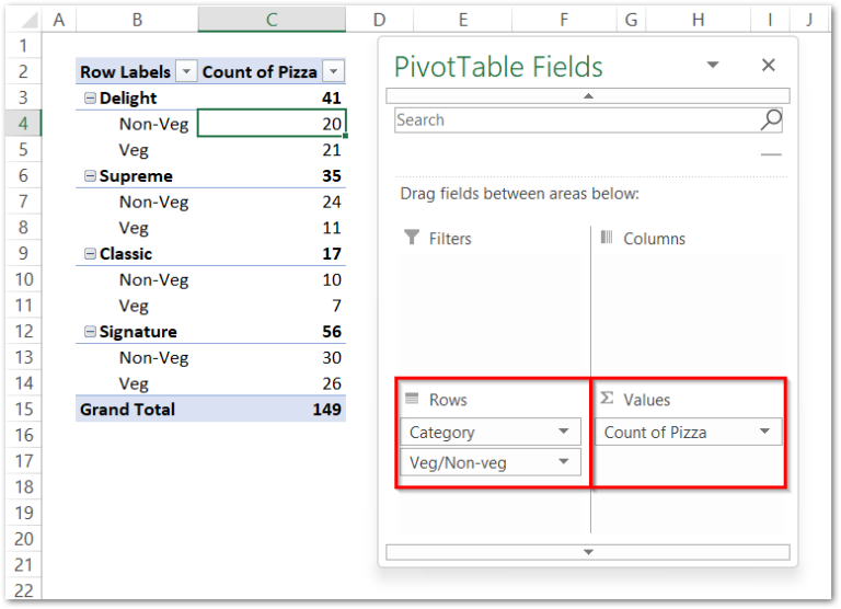 excel pivot table text filter