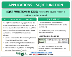 infographics applications of SQRT function in Excel