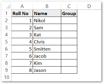 splitting students into two groups by using the ISEVEN function in excel