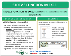 infographics STDEV.S Function in excel