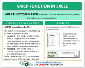 infographics var.p function in excel