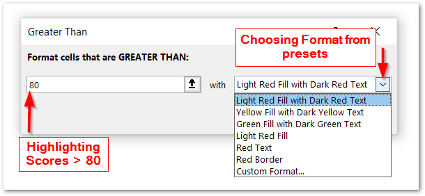 conditional formatting highlighting cells using greater than criteria step 2