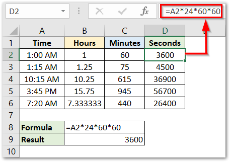convert time into seconds method 1