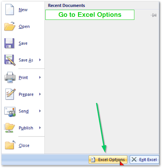 changing column heading back to numbers from alphabets step 2 excel 2007
